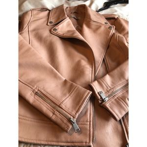 LOFT Blush Faux Leather Moto Jacket